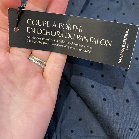 Banana Republic Oversized Shirt, Velvet Dots/Black, Untucked Fit, Unisex Style L - Picture 10 of 12